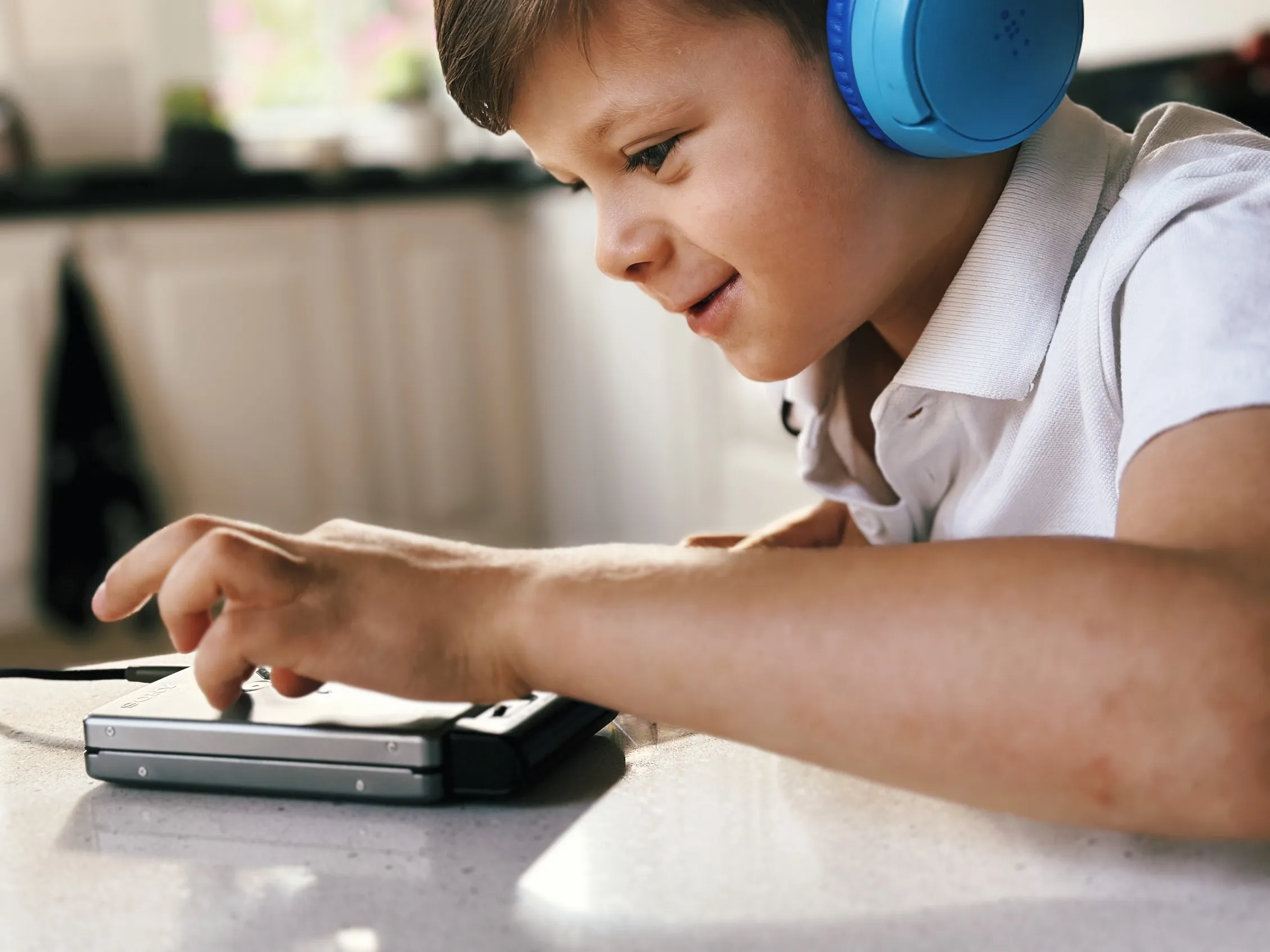 my son using the walkman